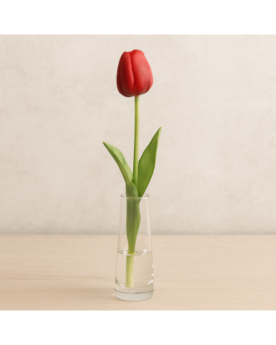 Ramo Tulipano Rosso Real Touch H.47 cm – Fiore Artificiale Naturale