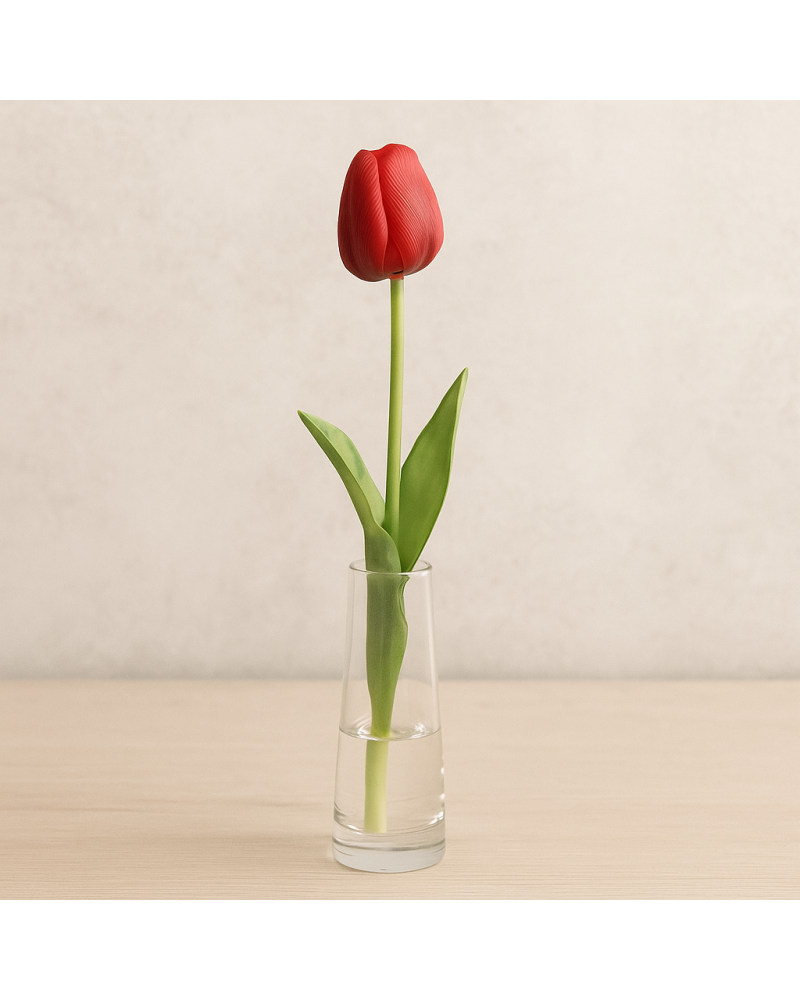 Ramo Tulipano Rosso Real Touch H.47 cm – Fiore Artificiale Naturale