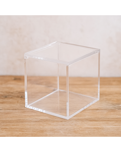 Scatola Plexiglass Trasparente 10x10 cm con Coperchio per Bomboniere