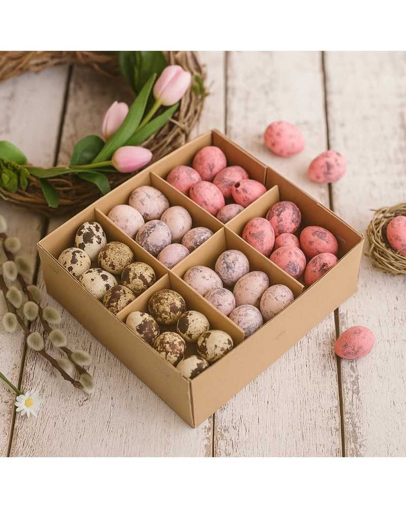 Uova di Quaglia Soffiate Rosa Decorative e Naturali 72 Pezzi Ø3 cm