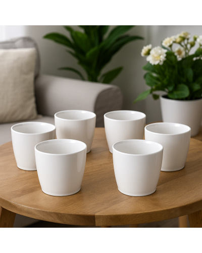 Set 6 Vasetti Ceramica Bianca Ø10x10 cm – Eleganti e Versatili