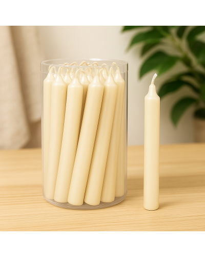 Box 20 Mini Candele Avorio D.1.3 cm x H.10.5 cm per Decorazioni