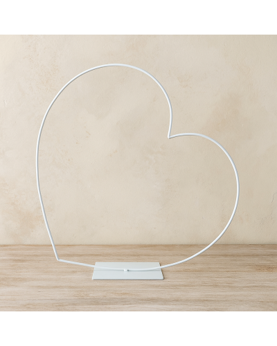 Cuore Decorativo in Metallo Bianco con Base per Allestimenti