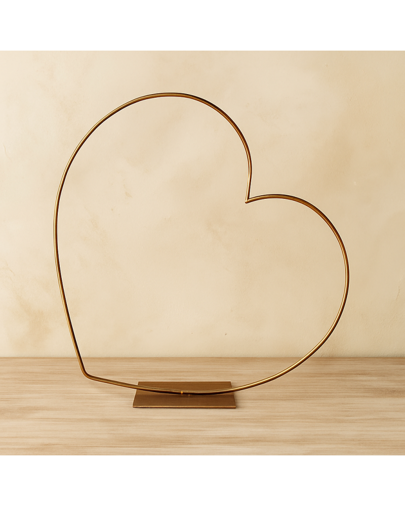 Strutture in ferro per Fiori | Cuore Decorativo in Metallo Oro con Base per Allestimenti | 8715114037591