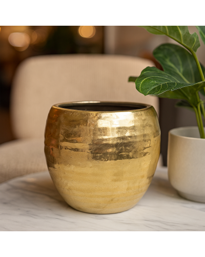 Coprivaso Bombato Oro in Ceramica 19x18 cm