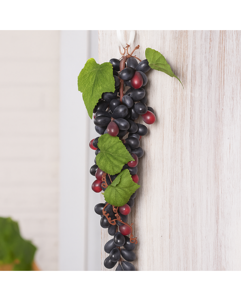 Grappolo d'uva nero 34 cm – frutta artificiale satinata realistica