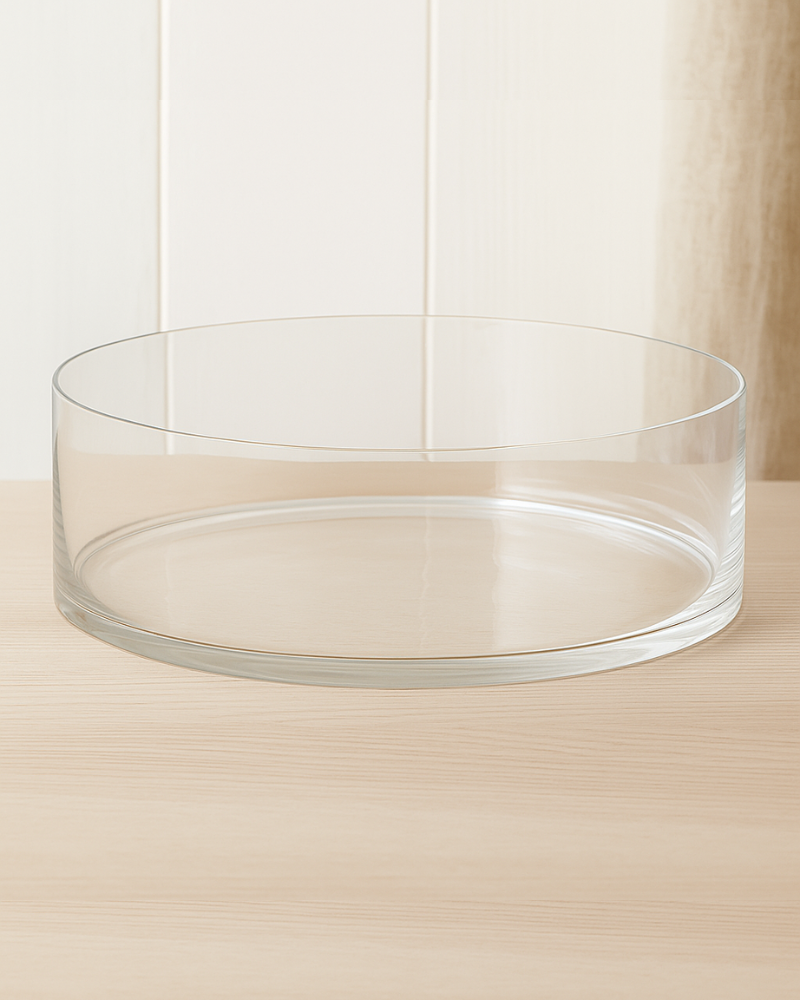 Vetro Basic | Ciotola Cilindro in Vetro Trasparente – D. 35 cm x H. 10 cm | 8053626258562