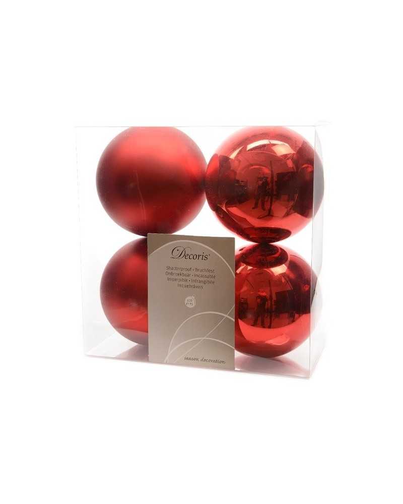 Nuovi arrivi | Box 4 palline plastica d.10 rosso matt e lucido | 