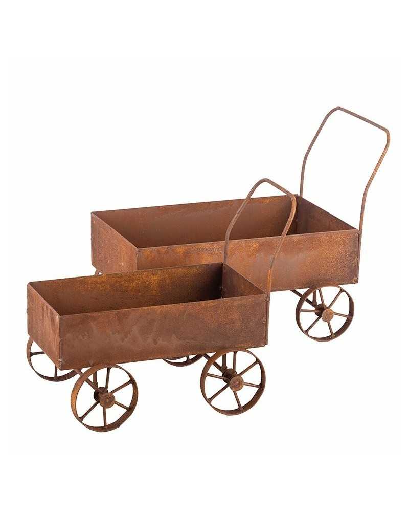 Decorazioni | Set 2 carretti in metallo cm 33x20 h26 27x14 h24 corten | 