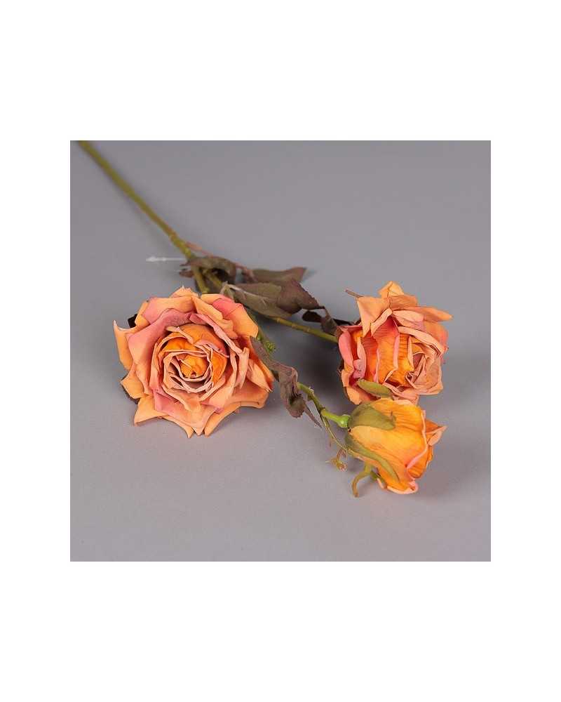 Fiori Artificiali | Ramo rosa x3 h 64 orange | 