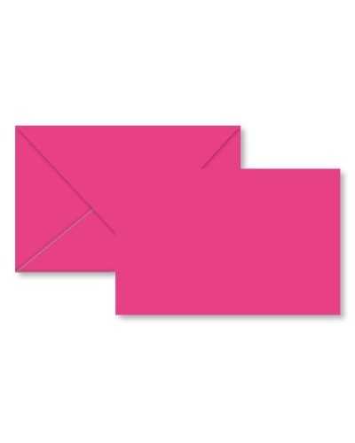 Biglietti e Mollette | Cf 100+100 pz bigliettini e busta 7x11 fucsia | 