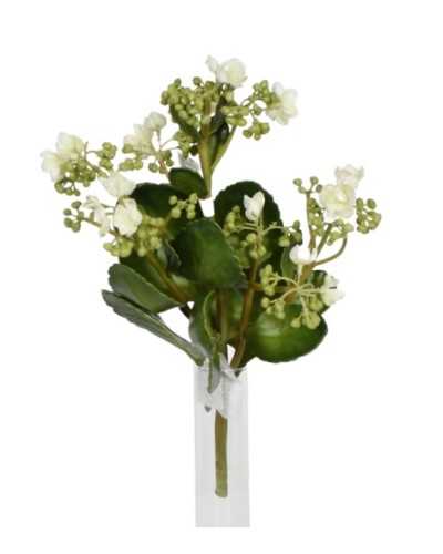 Rami, Foglie e Cadenti Artificiali | Ramo di kalanchoe con fiori bianchi h 30 | 