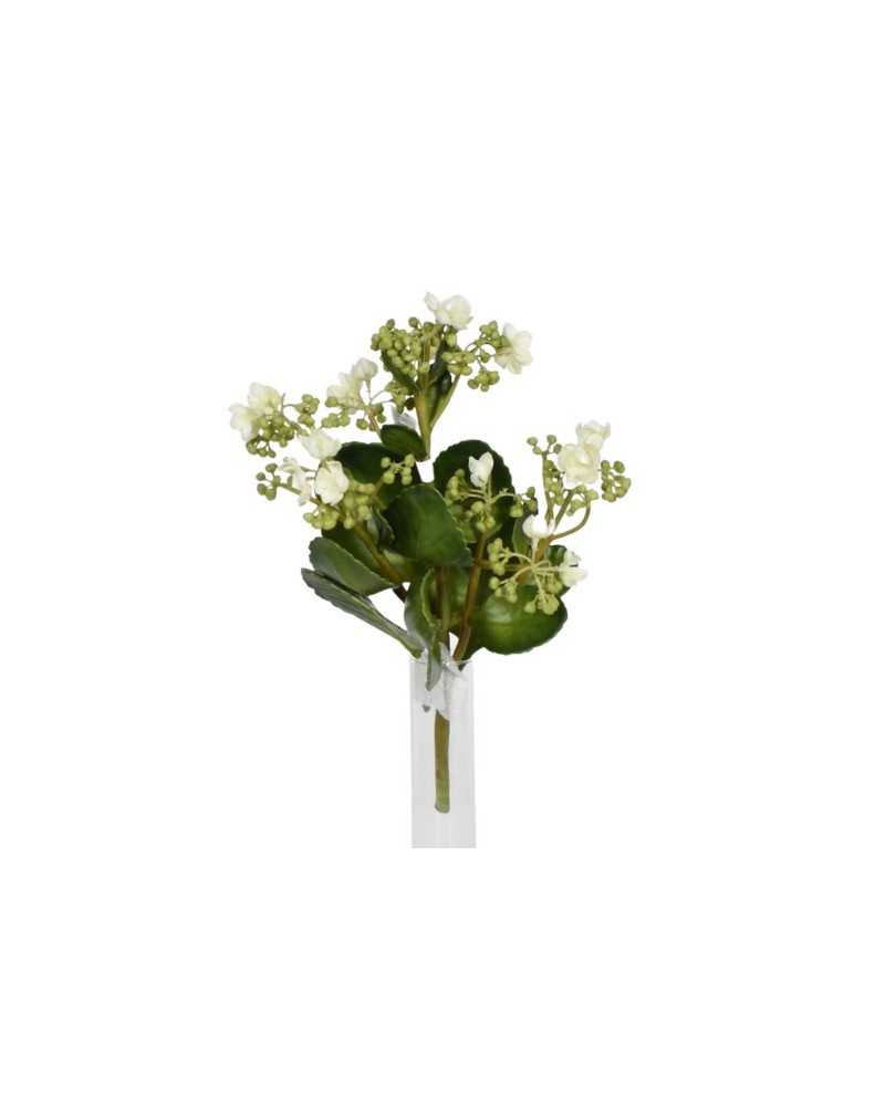 Rami, Foglie e Cadenti Artificiali | Ramo di kalanchoe con fiori bianchi h 30 | 