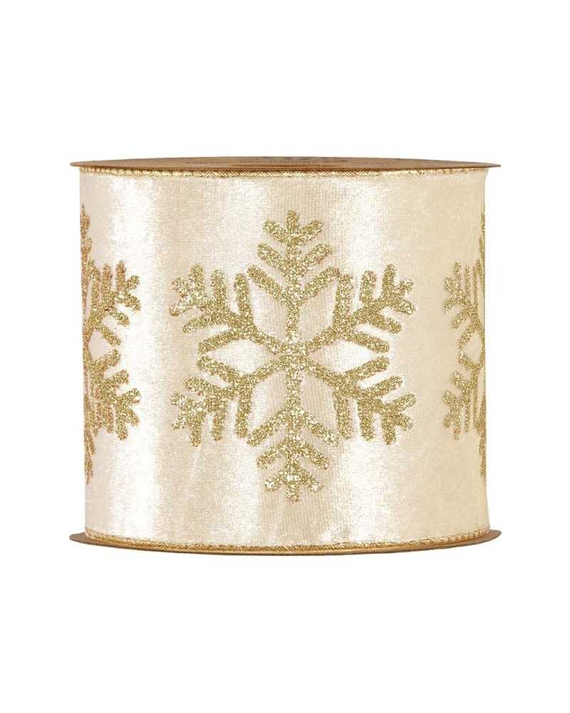 Nuovi arrivi | Nastro luxury fiocchi di neve mm 63x10 mt champagne | 
