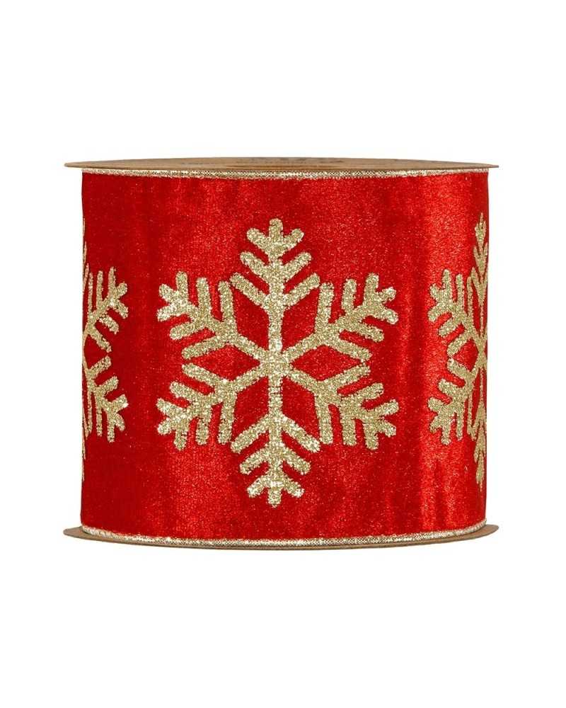 Nuovi arrivi | Nastro luxury fiocchi di neve mm 63x10 mt rosso | 