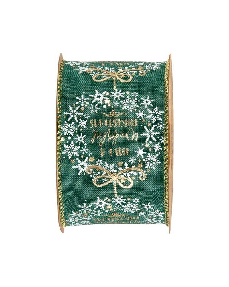 Nuovi arrivi | Nastro merry christmas mm 63x10 mt dark green gold | 