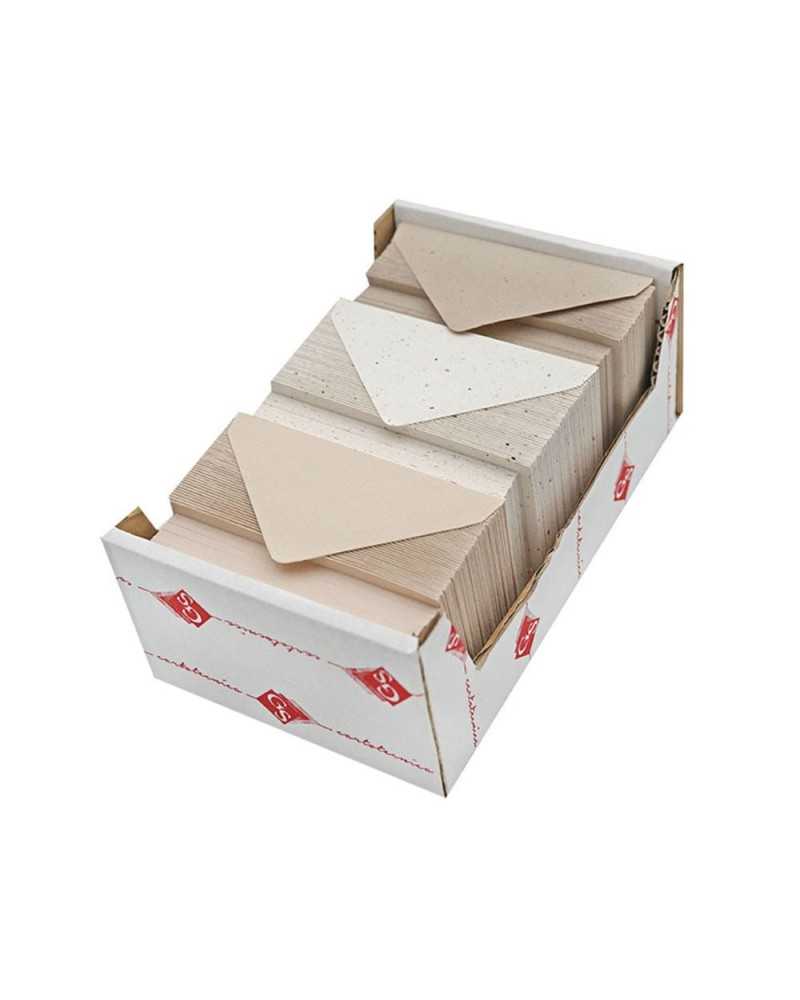 Biglietti e Mollette | Cf 150 bigliettini e buste 6x8 carta riciclata 5 colori ass | 