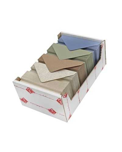 Biglietti e Mollette | Cf 150 bigliettini e buste 7x11 carta riciclata 5 colori ass | 