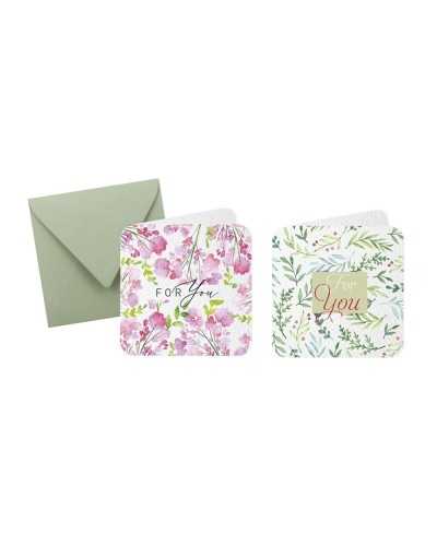 Biglietti e Mollette | Cf 50 biglietti doppi e buste 8x8 in 2 sogg armonia floreale | 