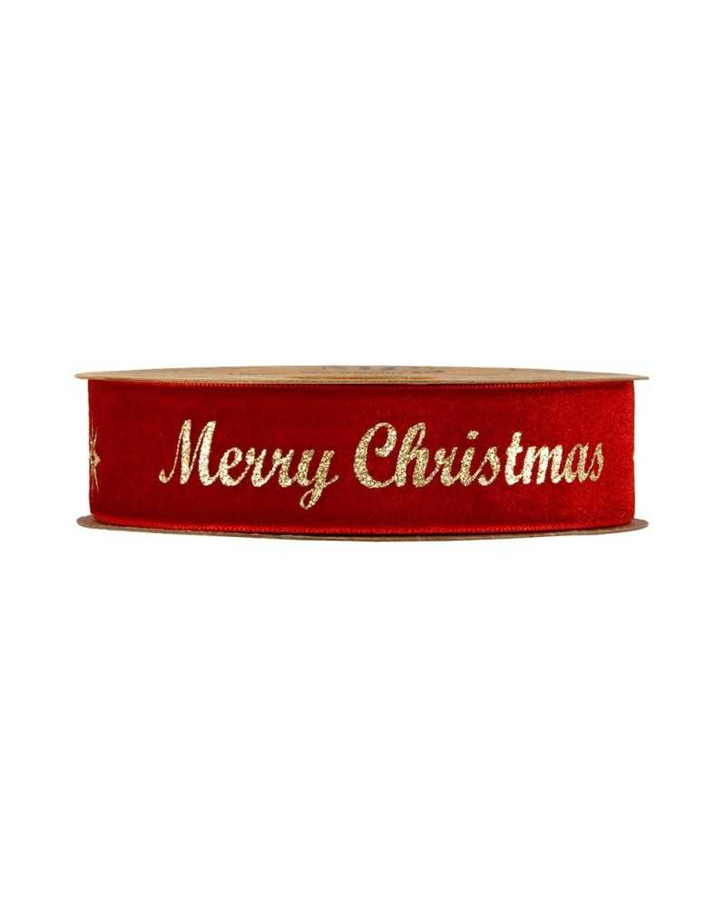 Nuovi arrivi | Nastro merry christmas mm 25 x10 mt red gold | 
