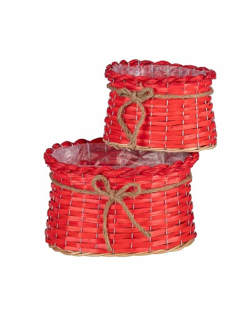 Nuovi arrivi | Set 2 cesti ovali cm19x1 h12 cm 24x18 h15 rossi | 