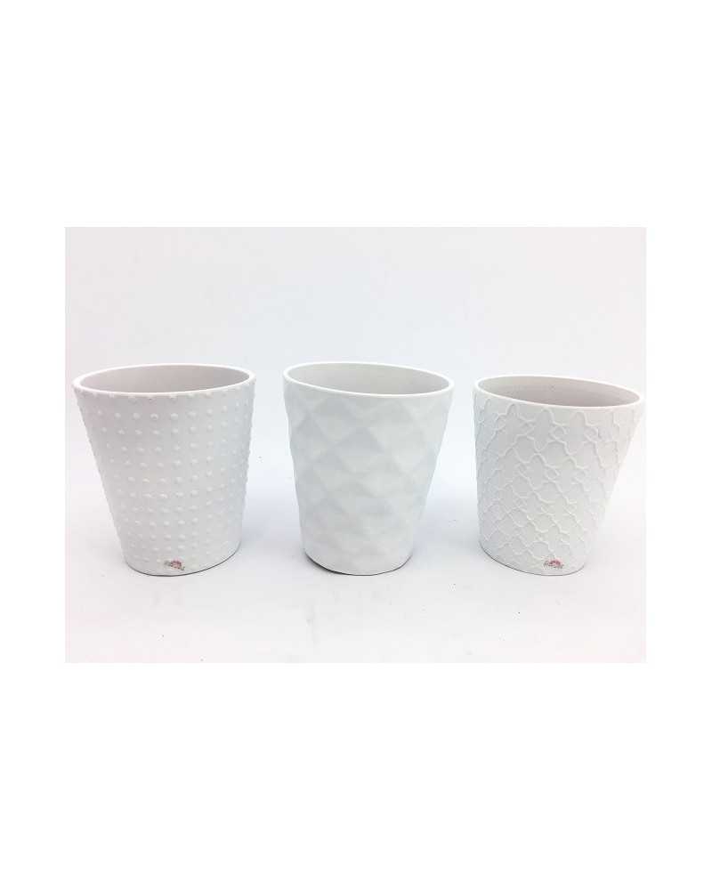 Vasi in Ceramica | Cf 6pz coprivasi orchidea cm 13 h15 bianchi | 