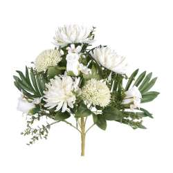Frontale crisantemo e pon pon x12 cm 53 bianco in Fiori Artificiali