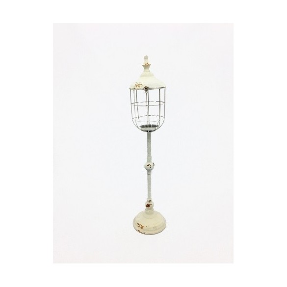 Lampioncino portacandela  cm17.5 h 81  bianco gold in Portacandele