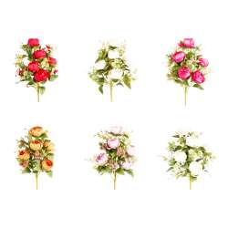 Cf 12 frontali con peonie h 32 assortiti in 6 colori