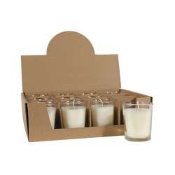 Cf 12  candele nel vasetto di vetro dm 5.5 h 6.5 cream