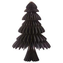 Decoro pallina albero con tronco di carta cm 21 x 32  nero