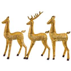 Set 3 renne gold con 185l luce calda cm 90x27 h180