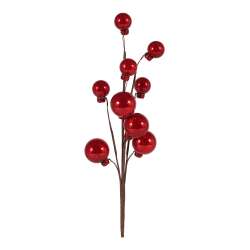 Cf 6 pz ramo con 9 palline bacche h 60 rosse lucide