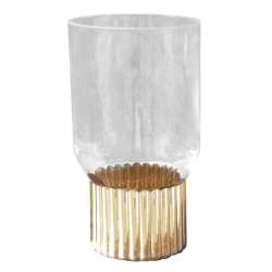 Vaso tondo cm 15 h27 di vetro trasparente gold