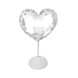 Alzata con cuore e fiorellini porta tlight h 31 cm 18x7.5 bi