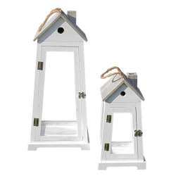 Set 2pz lanterna casetta cm 22.h58 cm16. h 36 white