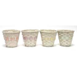 Cf 8 pz cesti tondi rattan dm 12 assortiti