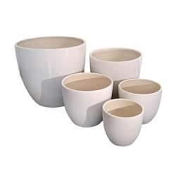 Set 5 pz vasi in ceramica dm 30-24-19-16 -13 bianchi