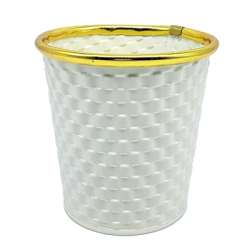 Coprivaso di latta dm 10 h 10 bianco con bordo oro