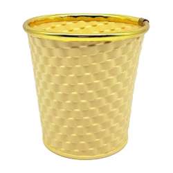 Coprivaso di latta dm 10 h 10 giallo con bordo oro