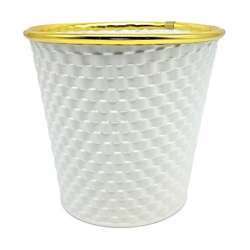 Coprivaso di latta dm 14 h13 bianco con bordo oro