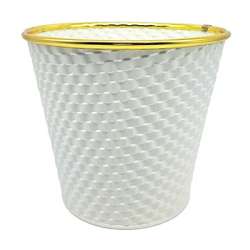 Coprivaso di latta dm 17 h15 bianco con bordo oro