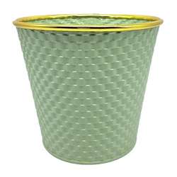 Coprivaso di latta dm 17 h15 verde con bordo oro