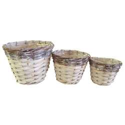Set 3pz cesti rattan dm13 h 11 dm 17 h13 dm 20 h16 bian