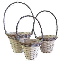 Set 3cesti rattan c manico cm 20 h15 cm 25 18 30 h22