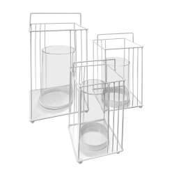 Set 3 lanterna quadra metallo bianco 12x20h 15x24h 19x31h