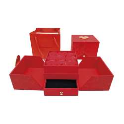 Scatola porta rose con cassettino rossa cm17 h7.5