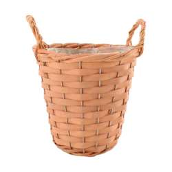 Cesto in rattan dm 18 h 21 con manici  terracotta