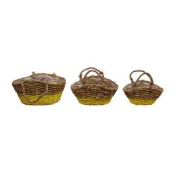 Set 3 cesti ovali in erba dm 38-34-28 h18-16-14 yello natura