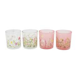 Cf 4 vasetti in vetro decoro fiori dm 7 h8 assortiti